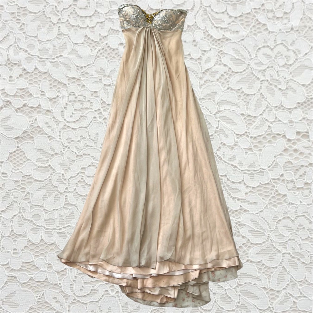 vintage sherri hill babydoll beaded evening maxi dress
